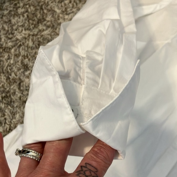 NWT Karen Millen poplin Asymmetric Longline Woven blouse Sz 6 white - Picture 6 of 9